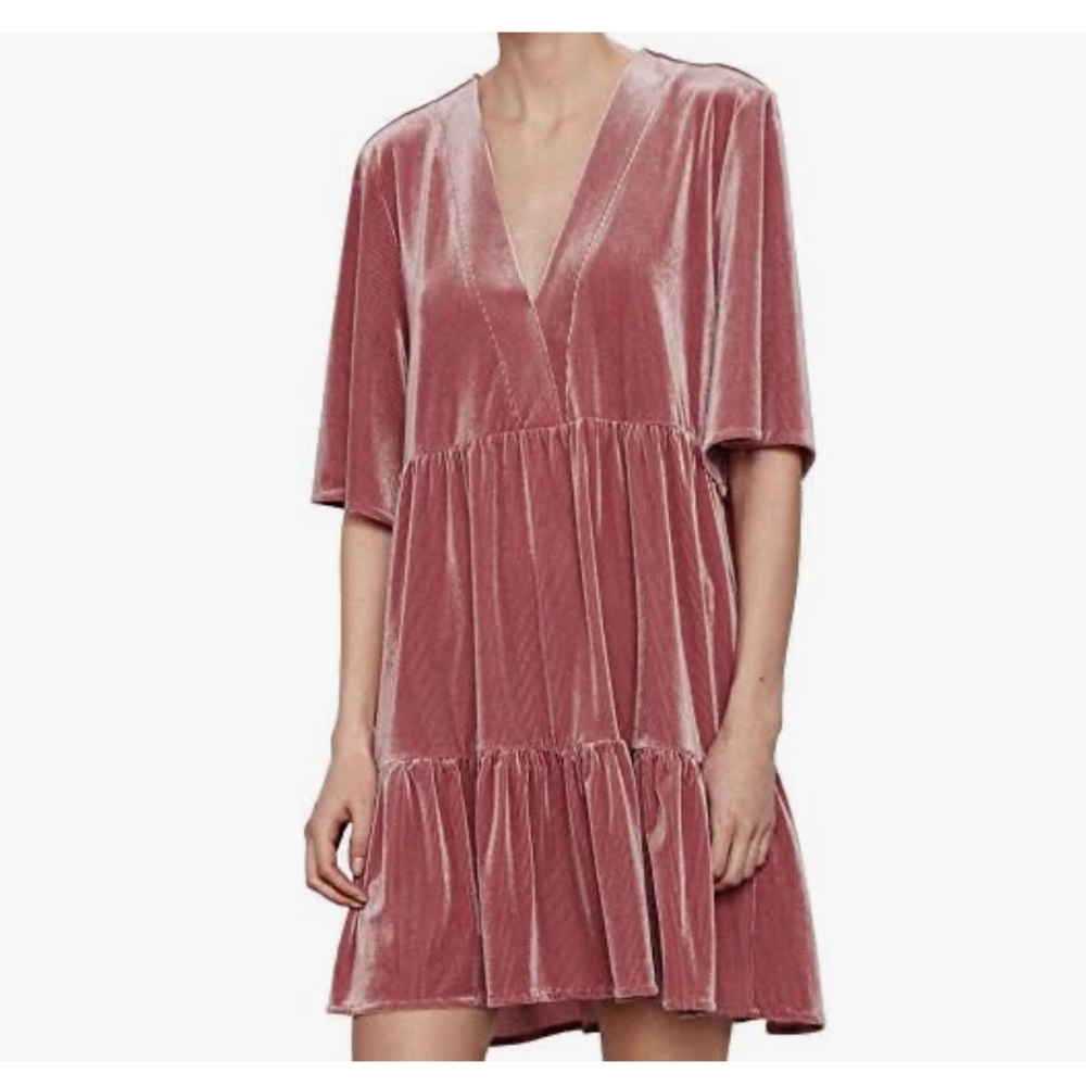 Zara Women Velvet dress with ruffles